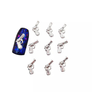 3D Silver Pistol Charms