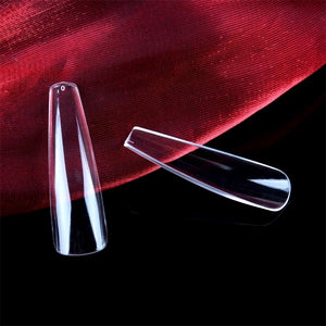 XL Press-On Clear Coffin Nail Tips