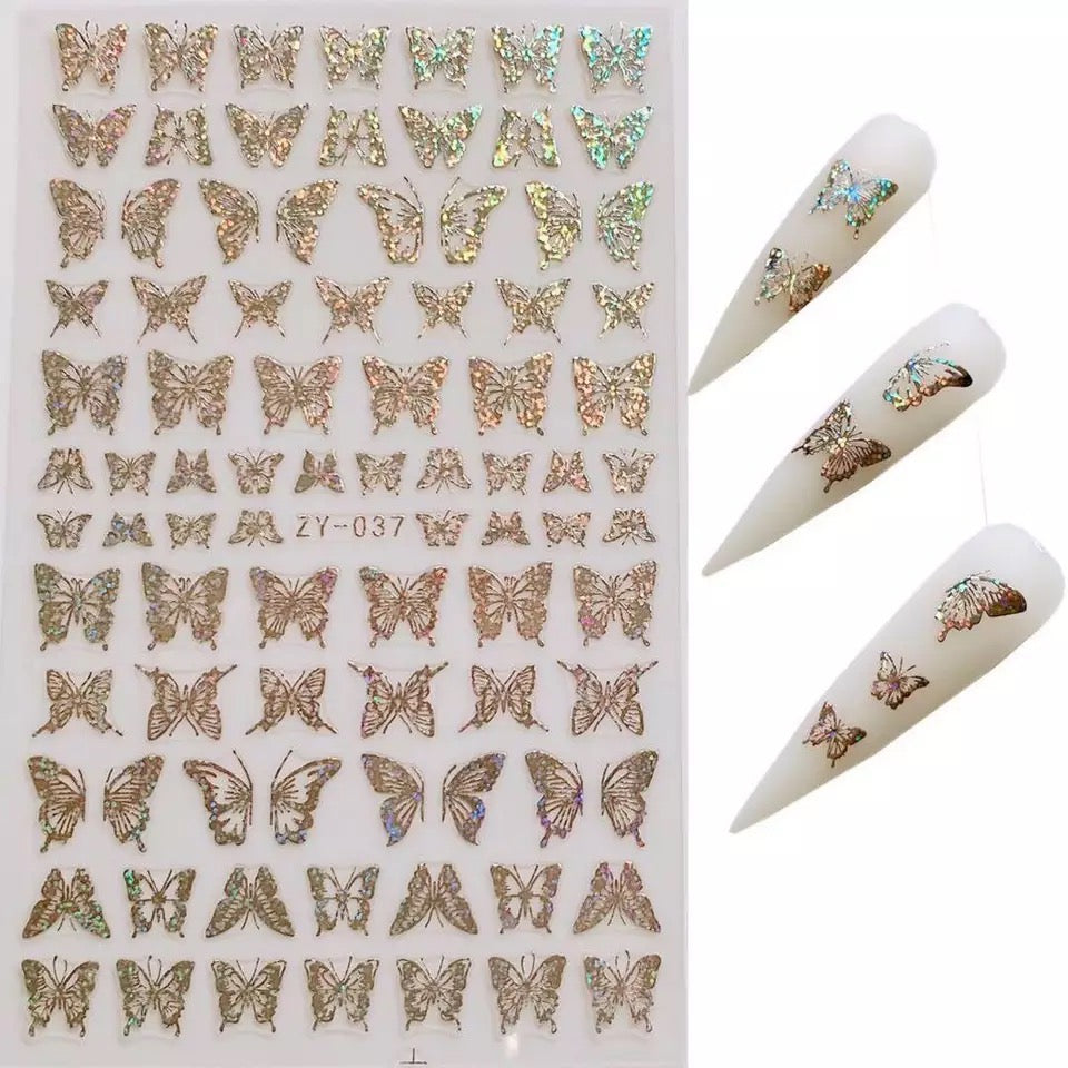 Gold Butterfly Stickers 037